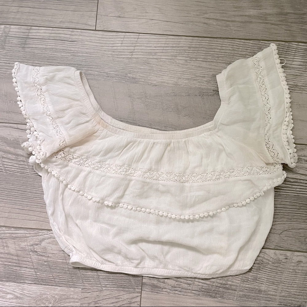 Cropped, off the shoulder white top from H&M